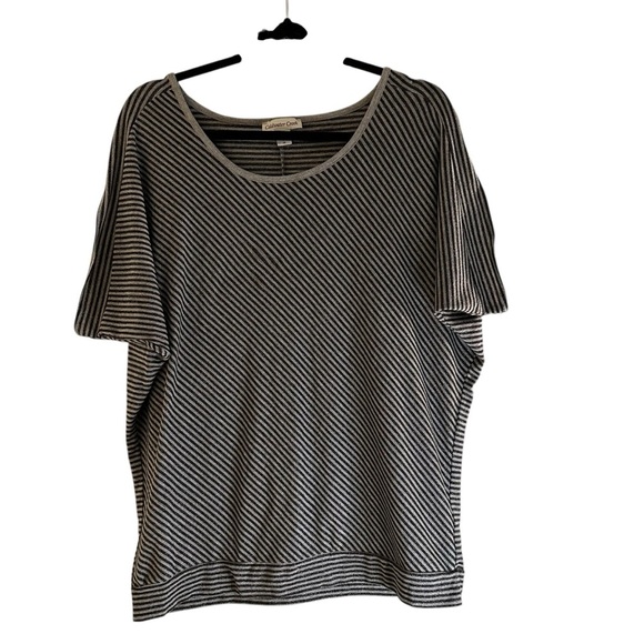 Coldwater Creek metallic silver black striped dolman sleeve top L 14 - Picture 7 of 11